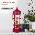 thumbnail image 4 of Alpine Corporation 5" x 13" Vintage Metal Holiday Lantern with Battery-Powered LED Lights, Red, 4 of 11