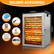 CERCKER Food-Dehydrator Machine 12 Stainless Steel Trays, 800W Food Dehydrator Jerky Maker with 24H Timer and 70℉-190℉ Temperature Control