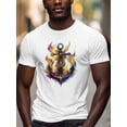 thumbnail image 3 of Anchor Rope Men's T Shirts Yellow Flame T-Shirt for Men Crew Neck Tees Cotton Tops, White, L, 3 of 7
