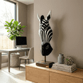 thumbnail image 4 of 20" Wooden Tribal Striped Black White Zebra Mask with Stand Hand Carved Home Decor Accent Art Unique Sculpture Handmade Handcrafted Mask Stand Alone, 4 of 6
