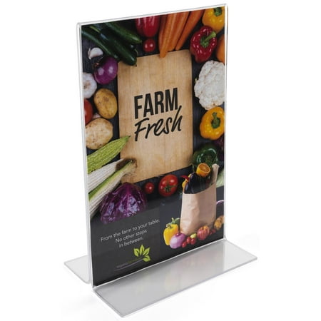Sign Frame 5-1/2”w x 8-1/2”h x 2”d Clear Acrylic Vertical Picture Holder for 5-1/2”w x 8-1/2”h for Images – Sold in Case Packs of 20 Units – Plexiglas Table Tent Is Double Sided