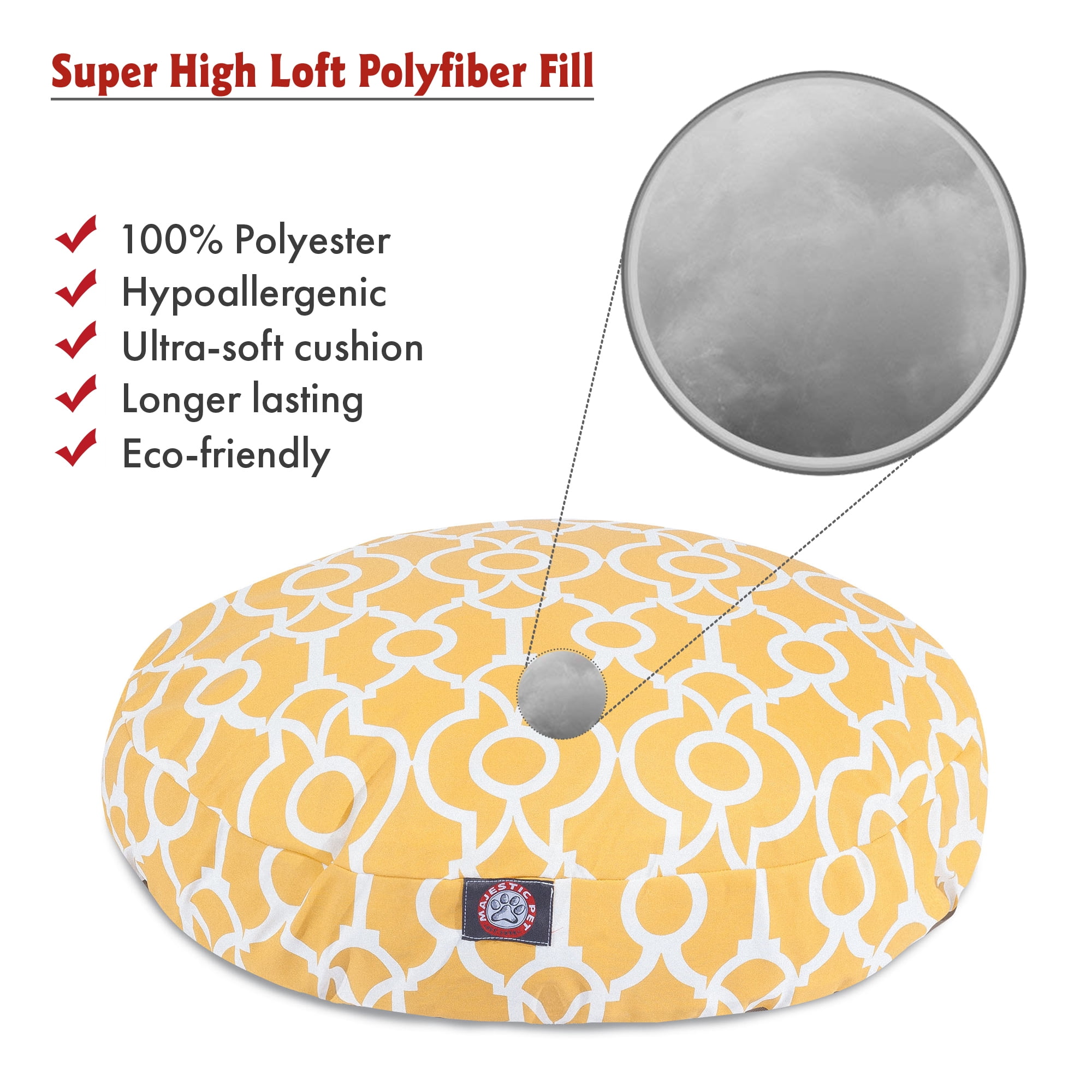 Majestic Pet Athens Round Dog Bed Treated Polyester Removable Cover Citrus Medium 36 x 36 x 5