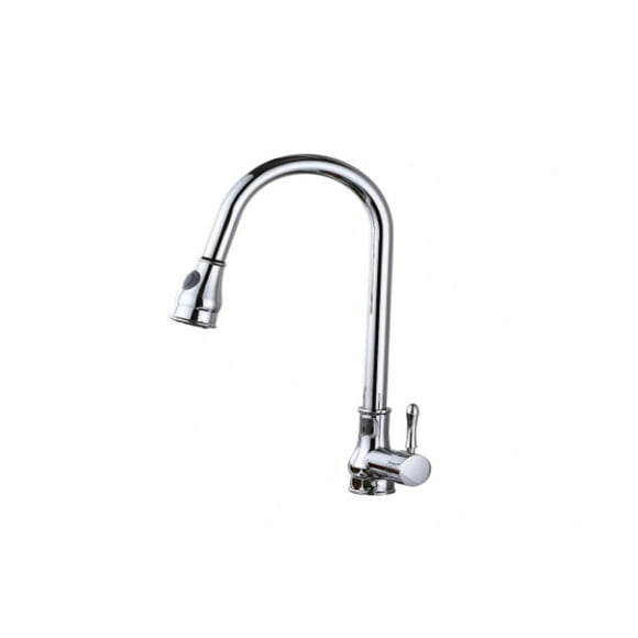 DROP Bath and Kitchen DR091023 Robinet d'évier de cuisine monotrou en laiton avec forme ronde en couleur chrome