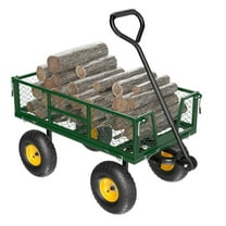 UBesGoo 37.6x20x35.4in Folding Steel Mesh Garden Cart, 880lb Capacity, Removable Sides, All-Terrain Wheels, Green