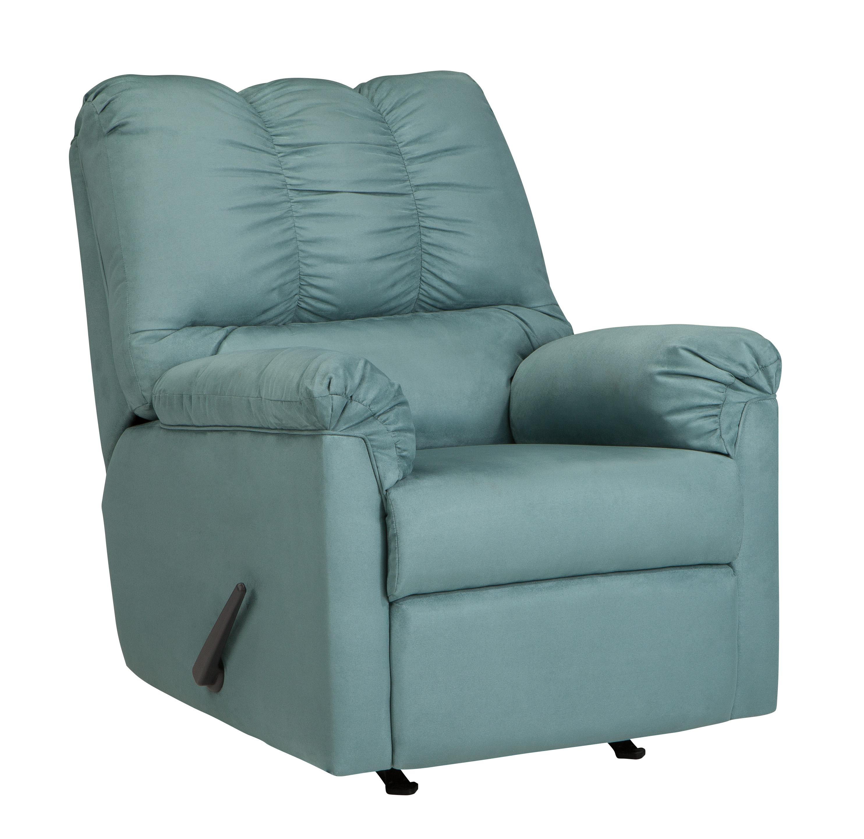 Fabric Upholstered Rocker Recliner with Tufted Backrest, Sky Blue