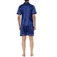 thumbnail image 3 of Unique Bargains Men's Sleepwear Short Sleeve Top and Pants Satin Pajama Set M Blue, 3 of 5