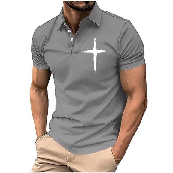 CHGBMOK Mens Collared Shirts Button Neck Short Sleeve Casual Shirt Summer Trendy Breathable Fit Golf Blouse