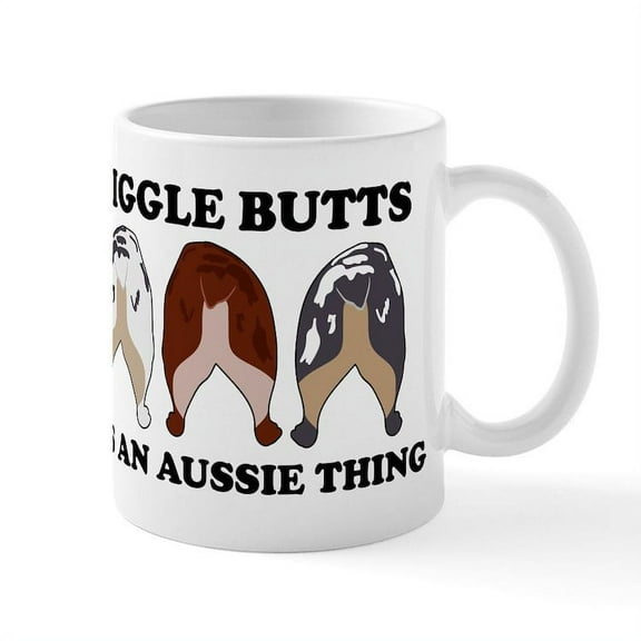 CafePress - Aussie Wiggle Butts - 11 oz Ceramic Mug - Novelty Coffee Tea Cup