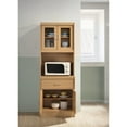 thumbnail image 4 of Hodedah Freestanding Kitchen Storage Cabinet w/ Open Space for Microwave, Beech, 4 of 4