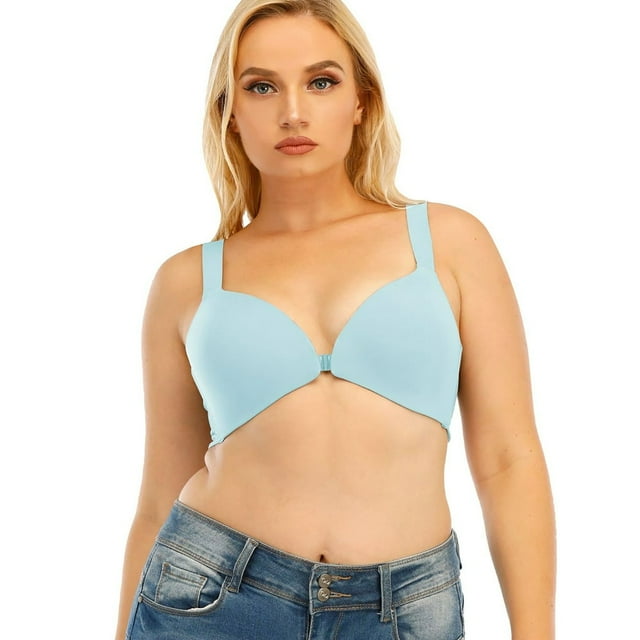 Women‘s Large Size Solid Color Bra Without Steel Ring And Seamless Front Buckle