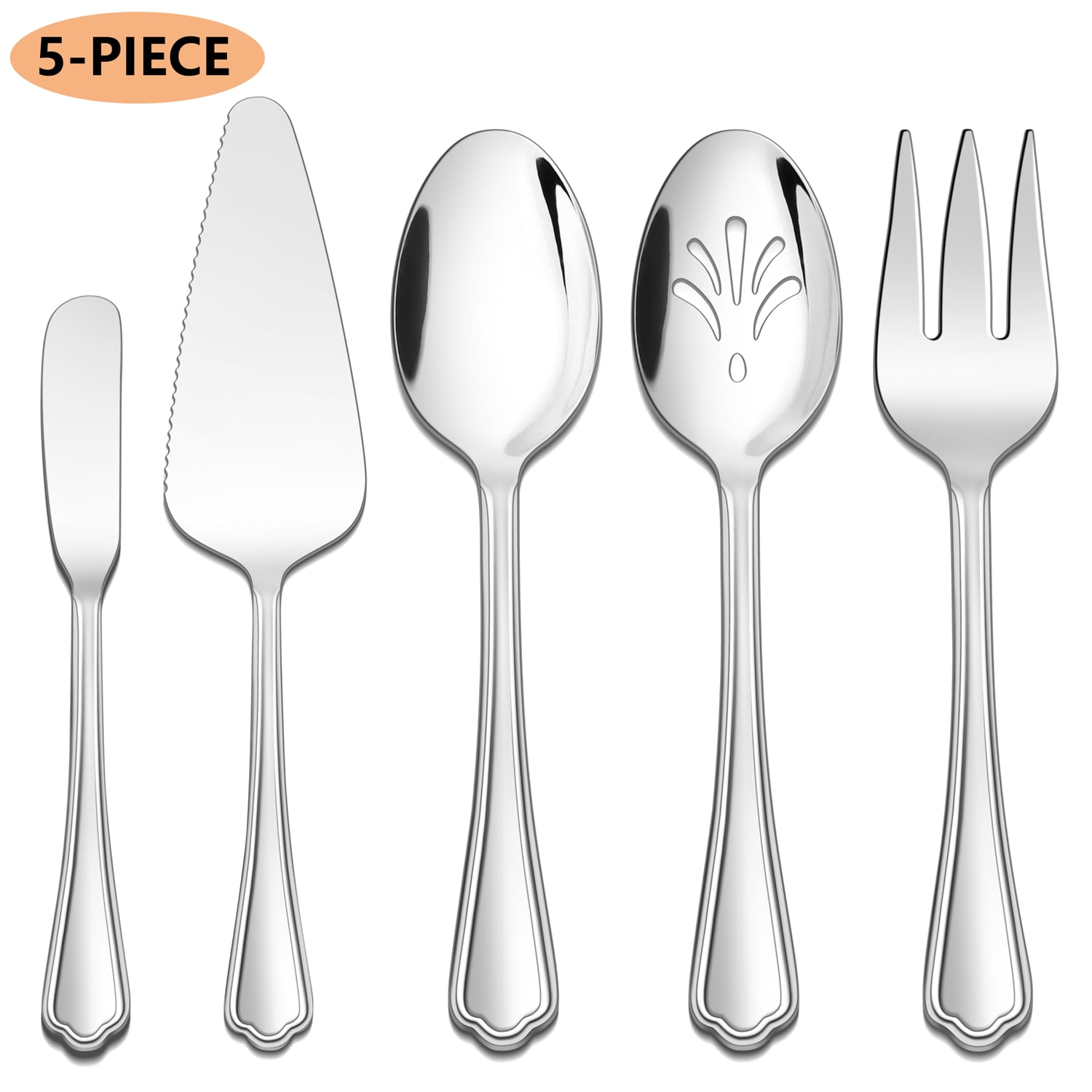 Walchoice 5Piece Serving Set, Stainless Steel Serving Utensils