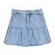 thumbnail image 4 of (Azul claro M) Falda vaquera elástica delgada con volantes y cintura alta para chica sexy falda corta informal para mujer, 4 of 8