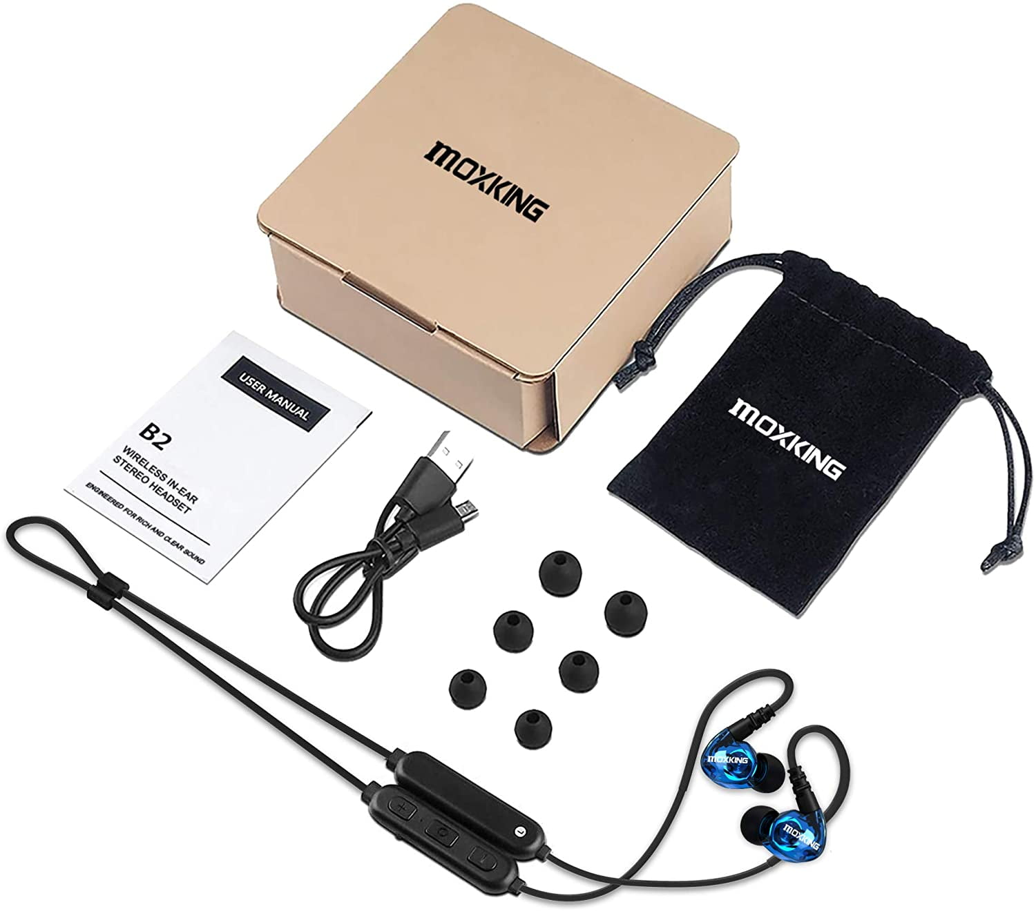 Buy Wireless Sport Earphones IPX6 Waterproof,Noise Cancelling Bluetooth