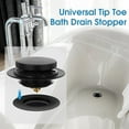 thumbnail image 7 of Universal Tip Toe Tub Stopper and Cover Pop Up Bath Drain Stopper - Replaces Bath Tub Lift & Turn, Tip-Toe or Trip Lever Drains - EZ Install (Matt Black), 7 of 7