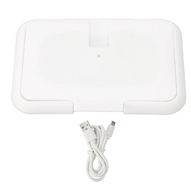 Estuche calentador de toallitas húmedas para bebé, de viaje, recargable, con temperatura constante, ultrafino, con puerto USB, color blanco