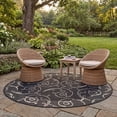 thumbnail image 3 of Safavieh Courtyard Daniel Oriental Indoor/Outdoor Area Rug, Black/Sand, 5'3" x 5'3" Round, 3 of 10