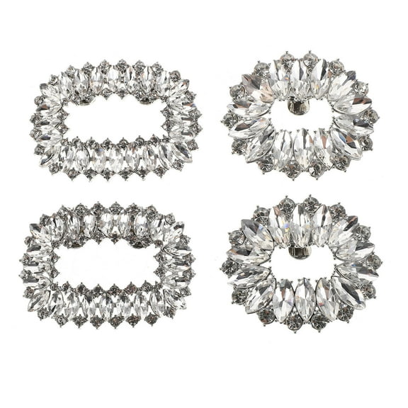 SEWCHICS 4Pcs Easy Install Plated Shoe Clips Removable Buckles for Stylish Heel Accessories