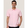 thumbnail image 2 of Lars Amadeus Camisa De Vestir Para Hombre, Ajuste Regular, Manga Corta, Con Botones, Para Baile De Graduación, Camisa Sólida Rosa S Unique Bargains Camisa, 2 of 6