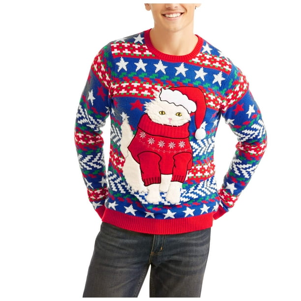 Ugly Christmas Sweater Cat In Sweater Men's Ugly Christmas Sweater