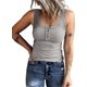 thumbnail image 3 of Camisetas sin mangas Henley para mujer con cuello en V acanalado y botones para verano, 3 of 5
