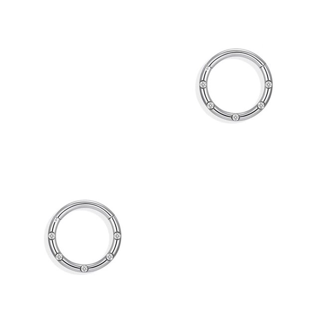 Qarigey 10 piezas de reemplazo de anillo de nariz de acero inoxidable, para el cuerpo con diamantes de imitación anticorrosivo, Color Acero 1.2x8 mm 2piezas