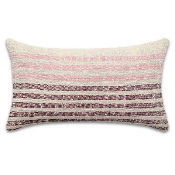 PILLOWPIA Palma Striped Cotton Pillow Cover, Terra, 14''x 24'', Decorative Throw Pillow Case
