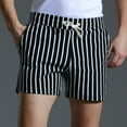 thumbnail image 4 of WREESH Men's Striped Shorts 5 Inch Shorts Casual Fashion Sports Shorts Elastic Waist Drawstring Shorts Shorty Shorts with Pockets Black, 4 of 8