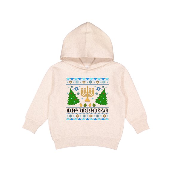 Inktastic Happy Chrismukkah Sweater Style with Menorah and Trees Toddler Hoodie
