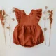 thumbnail image 1 of Mono de verano liso para niñas de 0 a 24 meses, mono de lino con volantes y mangas cortas, monos para recién nacidos y niños pequeños, 1 of 3