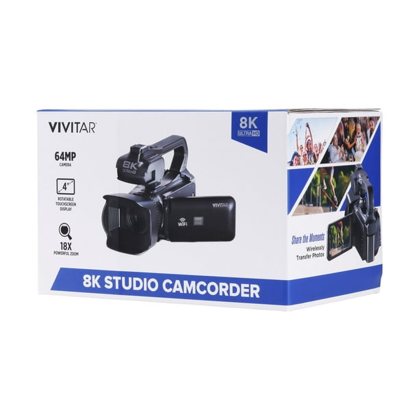 Vivitar Full Size 8K Studio Video Camcorder, 64MB, Ultra HD, Black
