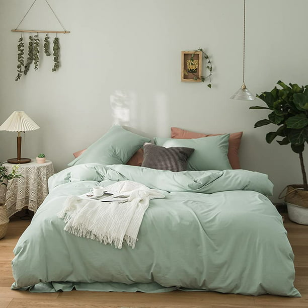 Sage Green Duvet Cover Queen Size, Sage Green Double Bed Duvet Cover