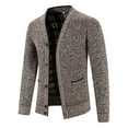 thumbnail image 4 of Men's Cardigan Sweater Button Up Knit Textured Stand Collar Regular Fit Full Zip Fleece Lined Winter Warm, 4 of 5