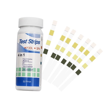 BAMILL 50x Swimming Pool Paper 4in1 Water Quality Ph Test Paper Residual Chlorine Test