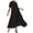 Black, variant on Zpanxa Casual Short Sleeve Dress for Women Solid Color V Neck with Button Front Ruching Full Flowy Skirt
