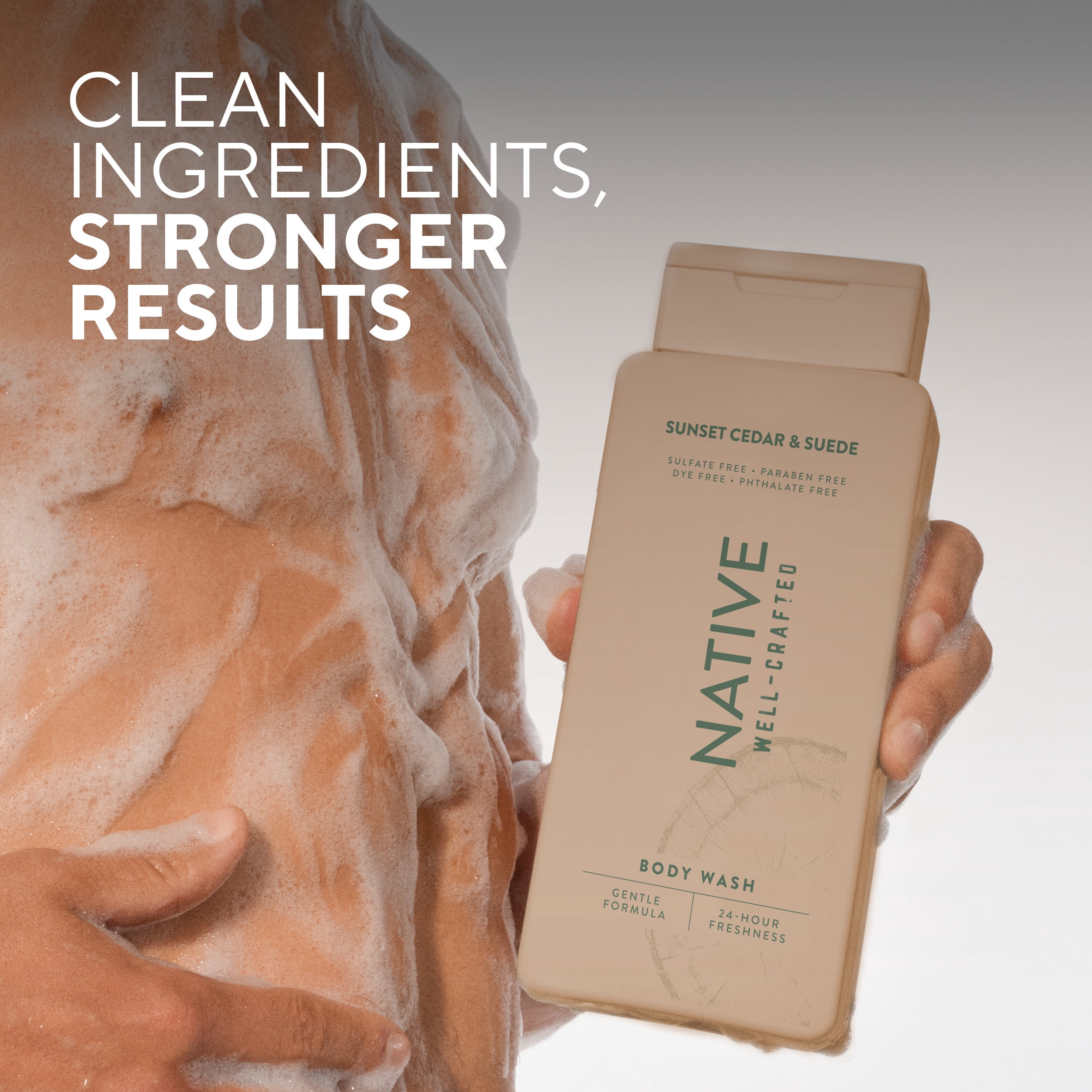 Native Men's Body Wash, Sunset Cedar & Suede, Sulfate Free, Well-Crafted, 18 fl oz