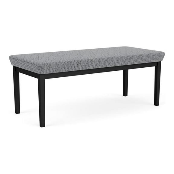 Lesro Lenox Steel Fabric 2-Seat Waiting Room Guest Bench in Black/Adler Gray Flannel