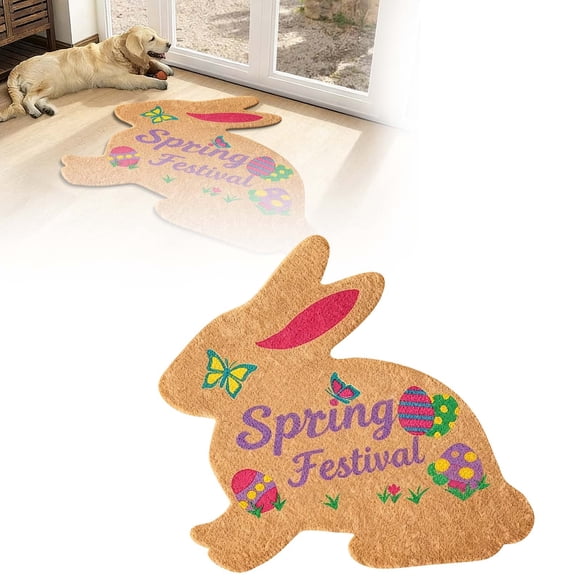 TIELUTT Easter Bunny Shaped Welcome Doormat Absorbent Non Durable Floormat Cute Soft Happy Easter Floormat for Blanket for Couch Lap Blankets Tufted Blanket Area Rug Living Room Huge Rugs for Living