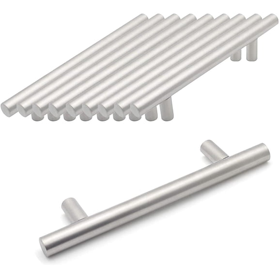 Bexikou 10 Pack 6 Inch Cabinet Pulls, Brushed Nickel Stainless Steel Drawer Handles, 4 Inch Hole Center Kitchen Cupboard Handles for Bathroom Cabinet & Furniture Hardware