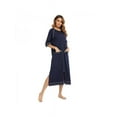 thumbnail image 7 of Women's Pajamas Round Neck Nightgown Short-sleeved Zipper Pajamas Large Size Casual Nightdress, 7 of 7