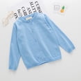 thumbnail image 2 of OUSITAID Little Girls Cute Crew Neck Long Sleeve Button-Down Solid Cotton Fine Knit Cardigan Sweaters, 2 of 7