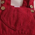 thumbnail image 5 of NOLDARES Newborn Baby Girl Clothes Fall Winter Outfits Ruffle Rib Shirt Romper Overall Skirt Headband 3Pcs Infant Clothing(Red,9-12 M), 5 of 9