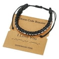 thumbnail image 1 of Pulsera con código Morse jinwen de acero inoxidable y cuero PU ajustable para hombres, 1 of 8