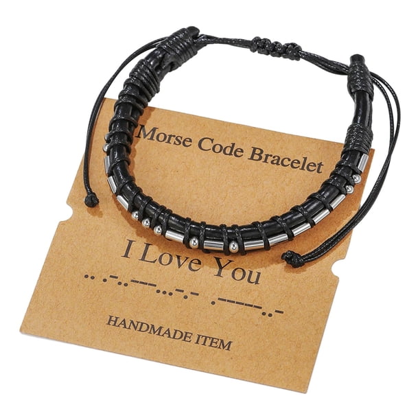 Pulsera de código Morse, regalos para hombres, accesorios, pulsera de cuero PU, regalos para hombres Te amo