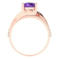 thumbnail image 4 of 1.71 ct Round Cut Natural Amethyst Solitaire with Simulated Diamond Accents 14K Rose Gold Womens Engagement Ring, 4 of 6