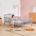 thumbnail image 4 of Costway Lit en Bois pour Enfants et Tout-Petits avec Garde-Corps Gris, 4 of 10