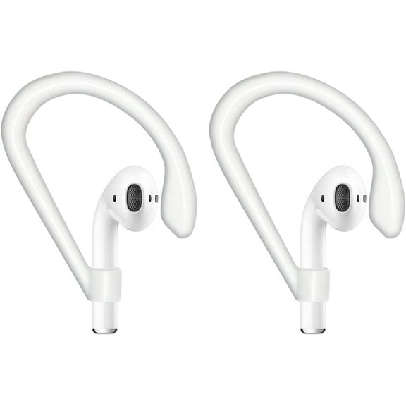 2 Pairs Ear Hooks Fits for AirPods 1, 2, Ear Hooks Durable Silicone Anti-Slip Perfect for Running, Jogging, Cycling, Workout (White)