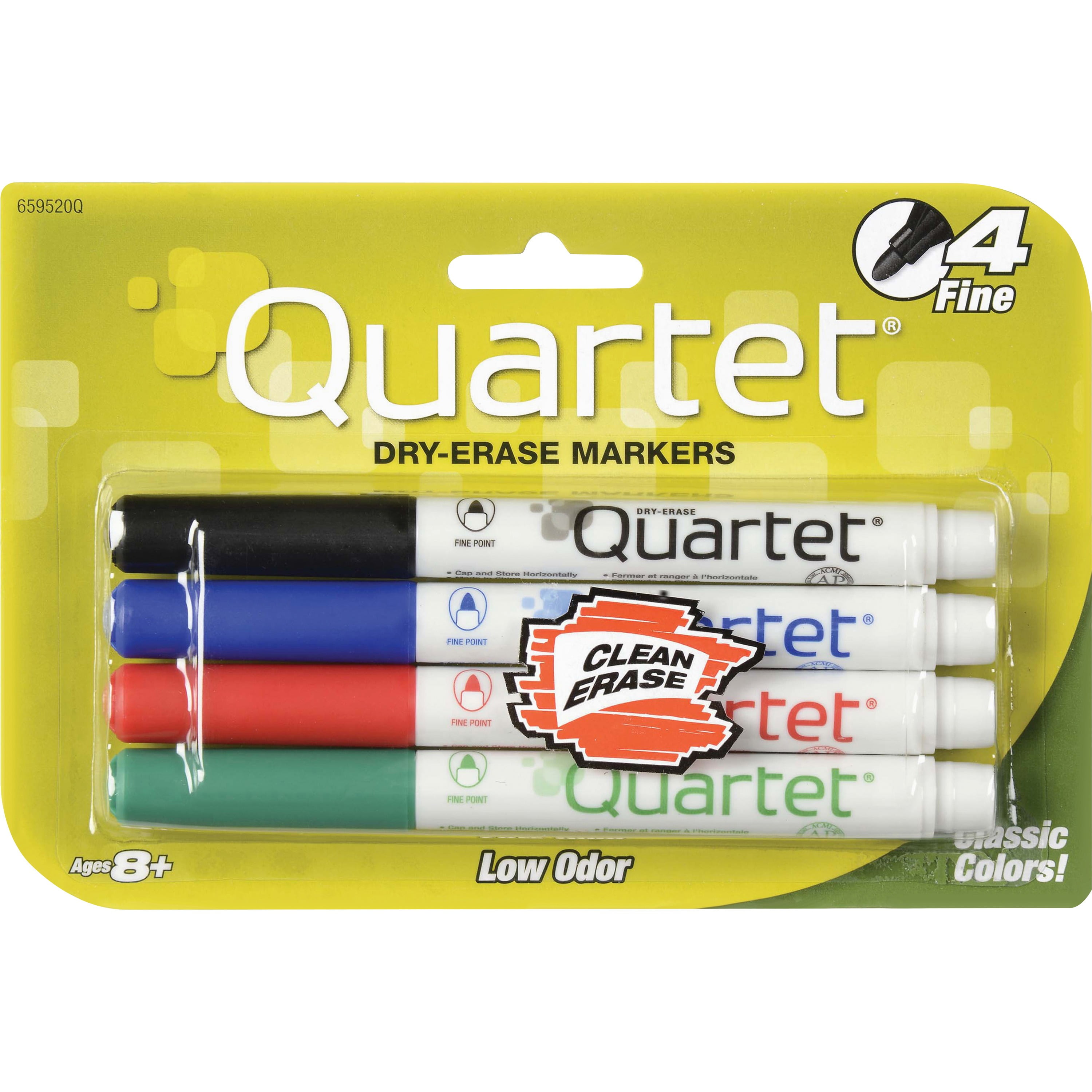 Quartet, QRT659520, Nontoxic LowOdor Dryerase Markers, 4 / Set