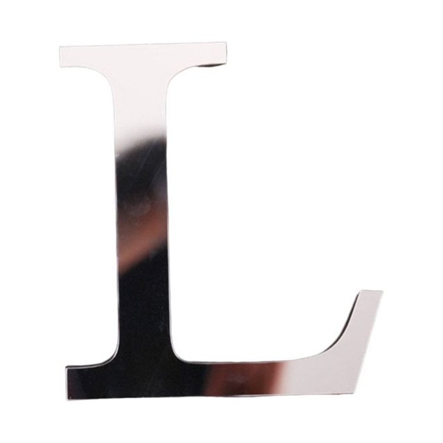 2Pcs Letter Ornament Waterproof Removable Silver-plated 3D Mirror Surface Acrylic Decal for Wedding