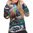 thumbnail image 5 of Yiaed Psychedelic Shark Artwork Print Womens Casual Hoodies Crew Neck Long Sleeve Sweatshirts With Pocket Pullover Tops Women's Hooded Sweatshirt-Large, 5 of 5