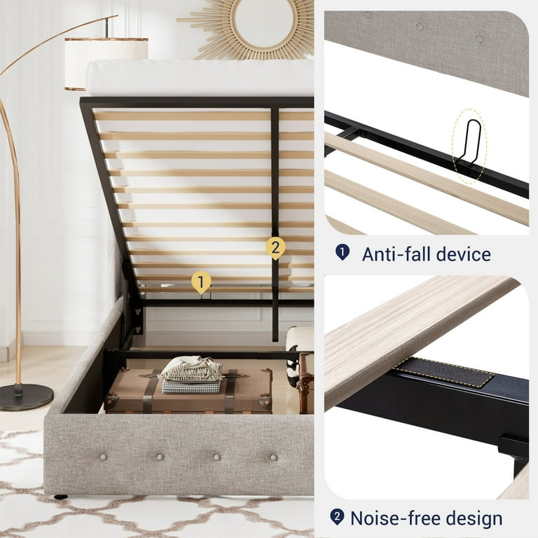 Drawer - シャルマントファムイエローブラウス Free Shipping! Allewie Upholstered King Size Storage Bed